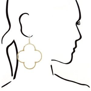 Large Rose Gold Hammered Clover Hoop Earrings